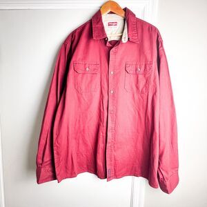 Wrangler Burgundy Red Premium Men's Shirt Long Sleeve Button Down Cotton Size XL